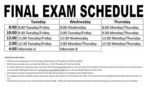 finals schedule scu|uaa final exam schedule.